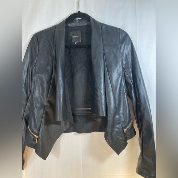 Dynamite vegan leather waterfall collar jacket with zipper details XS - Picture 11 of 13